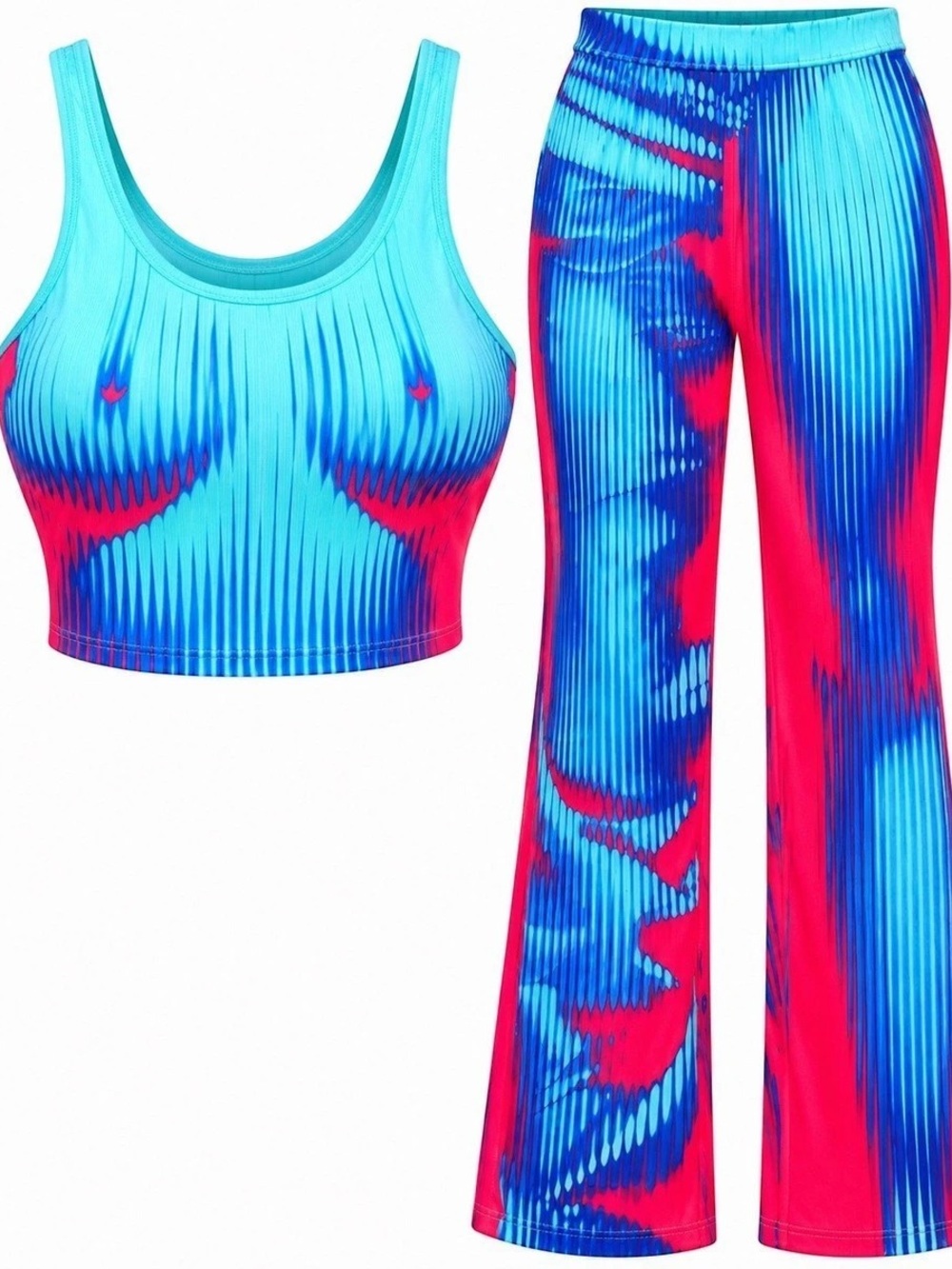 Blue & Pink Abstract Two-Piece Set